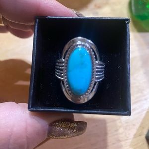 Gorgeous BOHO STYLE BLUE MOHAVE TURQUOISE AND SILVER RING
